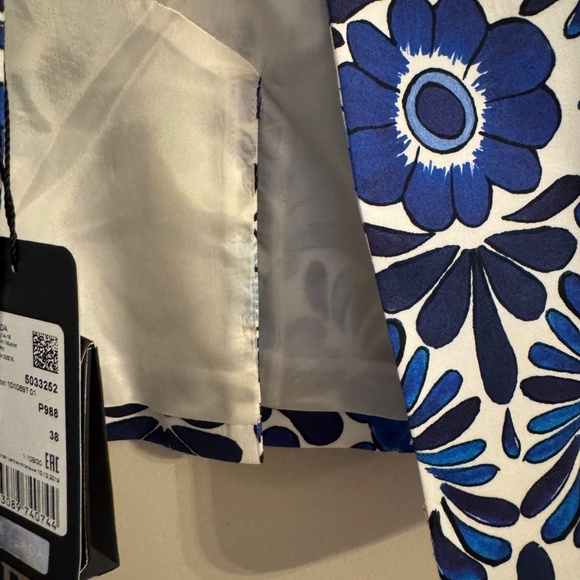NWT Escada Brikenanton Blue & White Floral Blazer – Size 38 (~8) - Picture 5 of 10